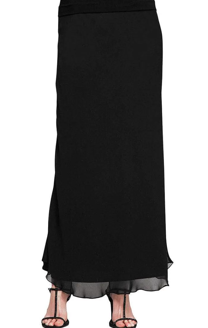 Hot Alex Evenings A-Line Long Chiffon Skirt Black