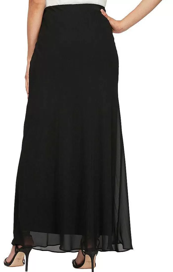 Hot Alex Evenings A-Line Long Chiffon Skirt Black