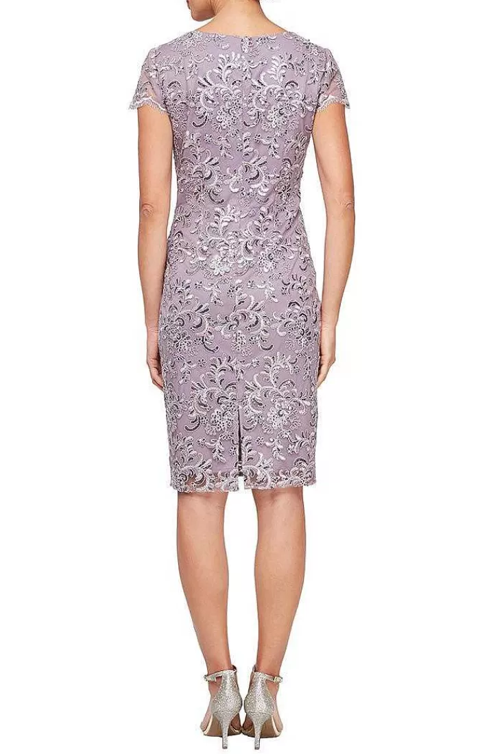 Flash Sale Alex Evenings Embroidered Sheath Dress With Square Neckline Wisteria