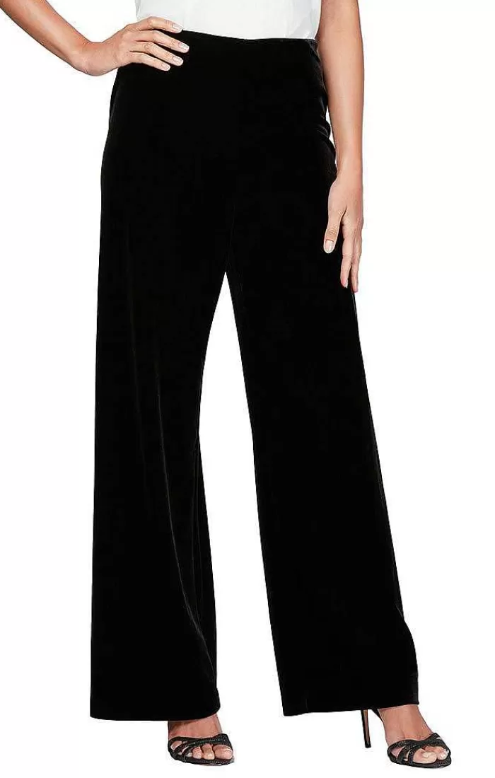 Outlet Alex Evenings Flat Front Velvet Pant Black