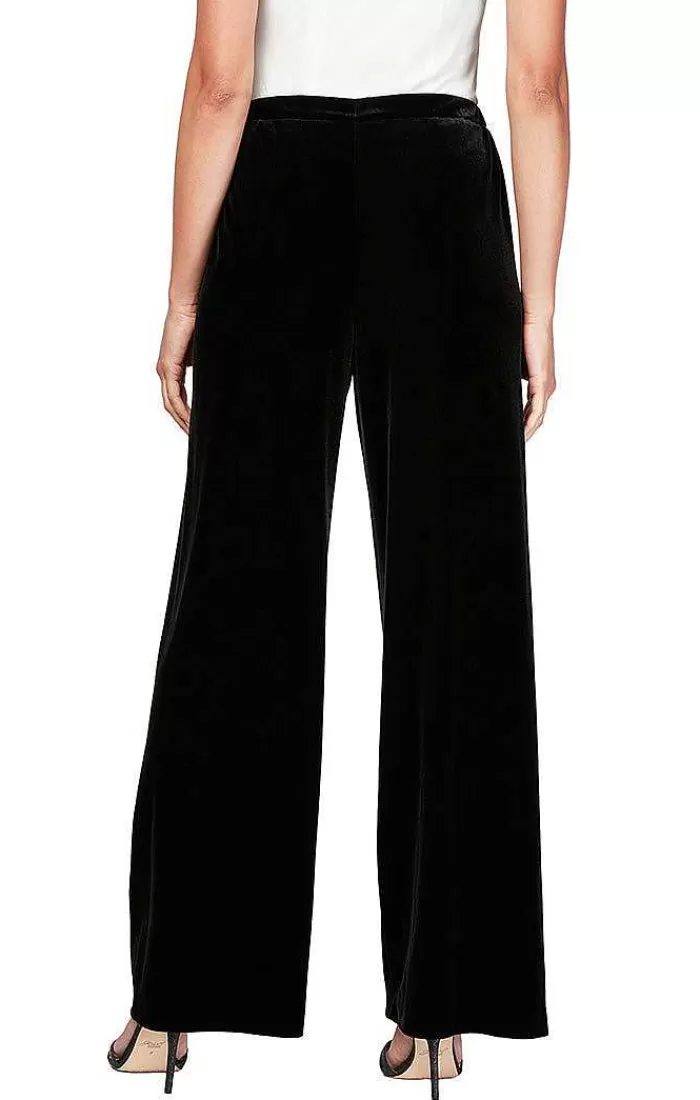 Outlet Alex Evenings Flat Front Velvet Pant Black