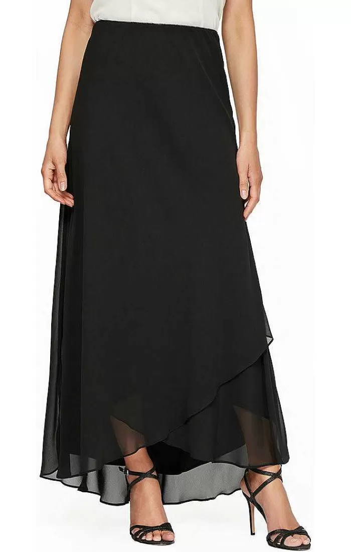 Best Sale Alex Evenings Long Chiffon Skirt With Tulip Hem Black