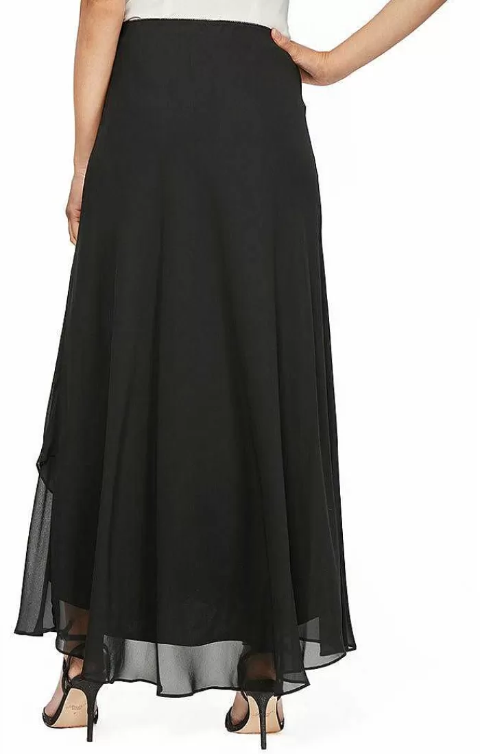 Best Sale Alex Evenings Long Chiffon Skirt With Tulip Hem Black