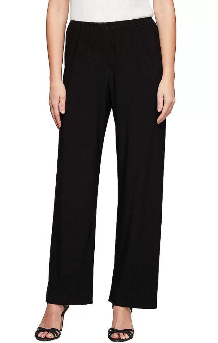 Discount Alex Evenings Matte Jersey Straight Leg Long Pant Black | Dark Navy