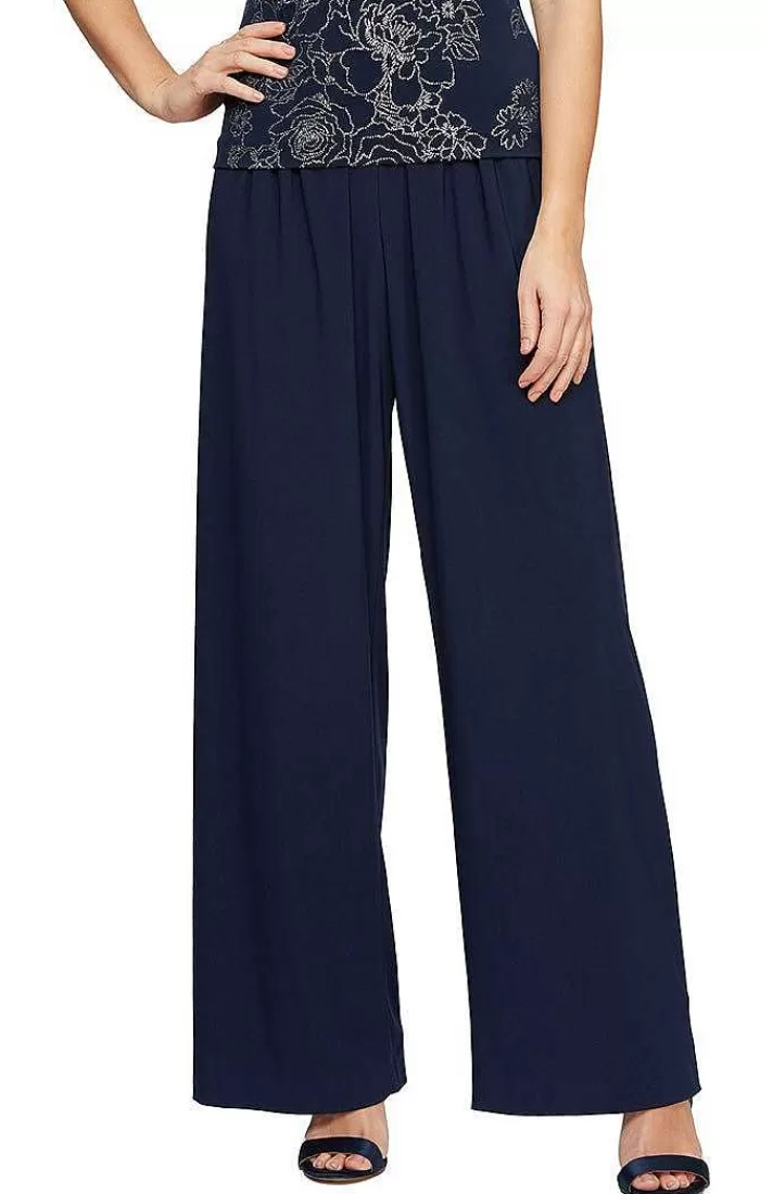 Outlet Alex Evenings Matte Jersey Straight Leg Long Pant Black | Dark Navy