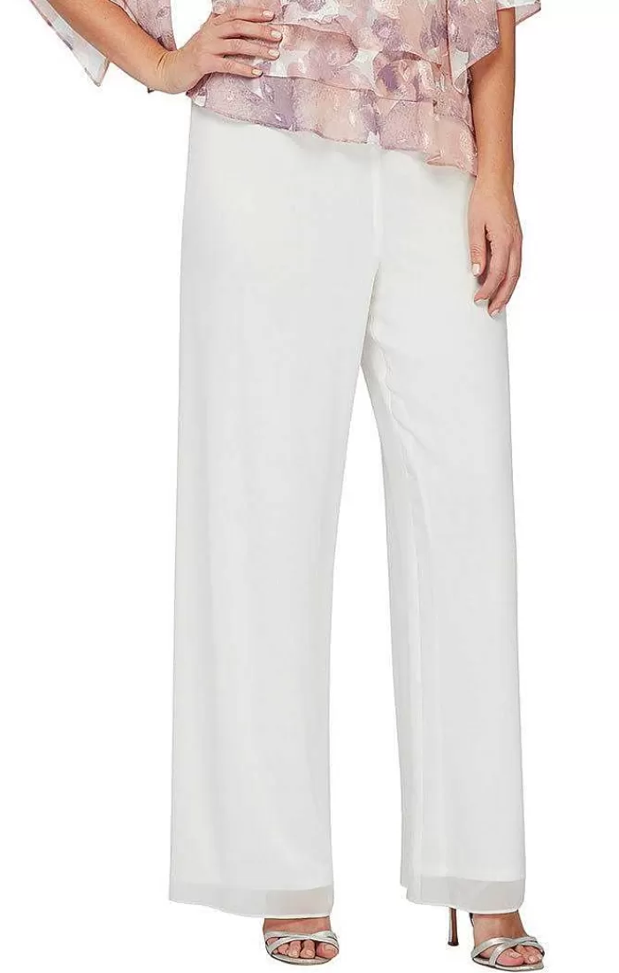 Fashion Alex Evenings Petite Silky Chiffon Basic Pant Ivory