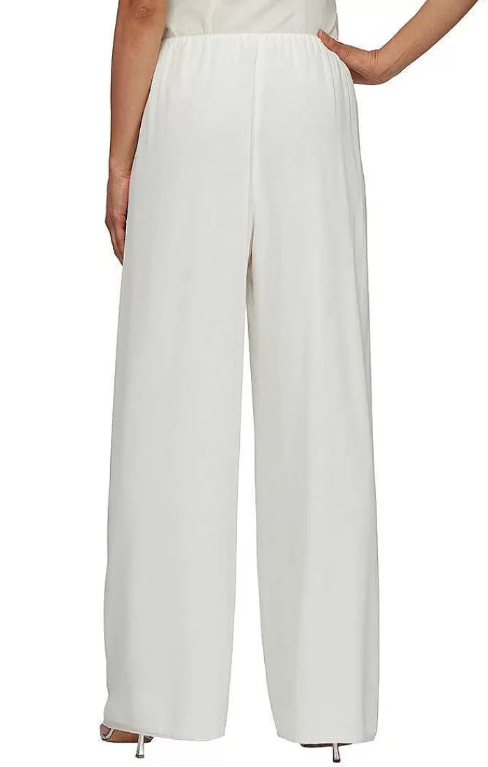 Fashion Alex Evenings Petite Silky Chiffon Basic Pant Ivory