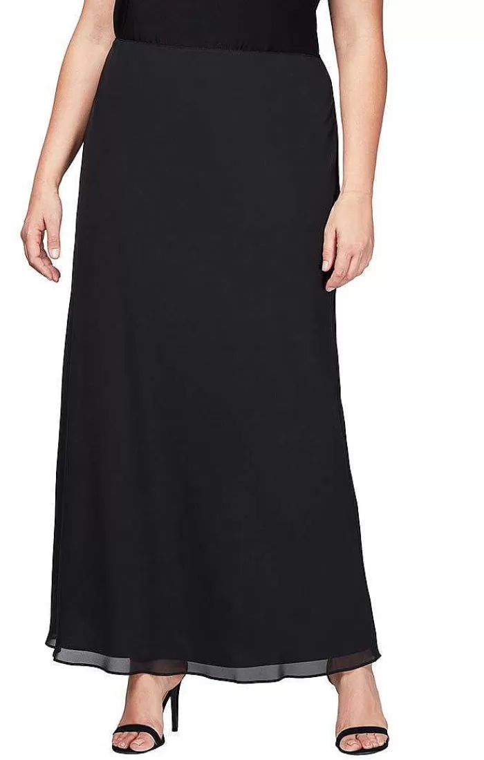 Best Sale Alex Evenings Plus A-Line Long Chiffon Skirt Black