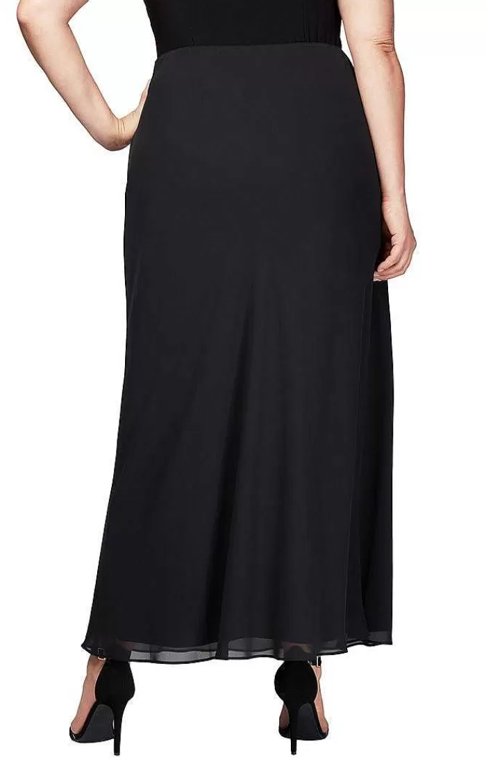 Best Sale Alex Evenings Plus A-Line Long Chiffon Skirt Black