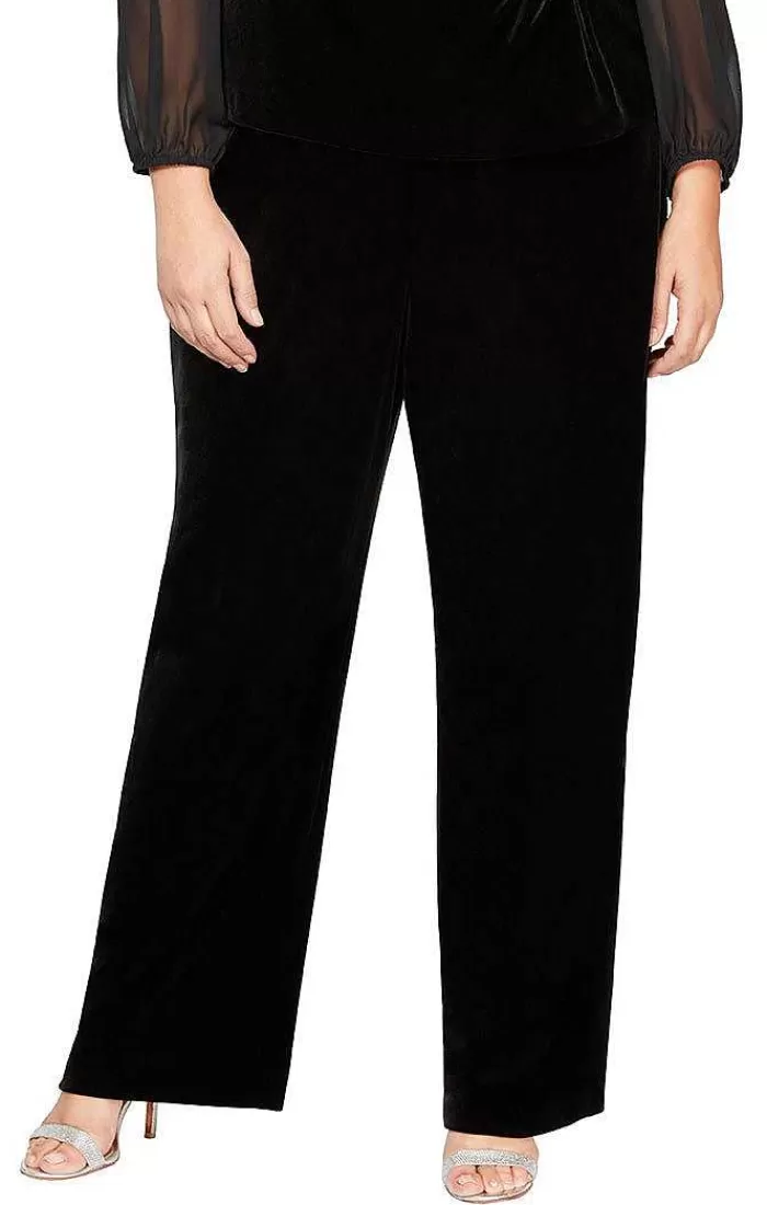 Best Alex Evenings Plus Flat Front Velvet Pant Black