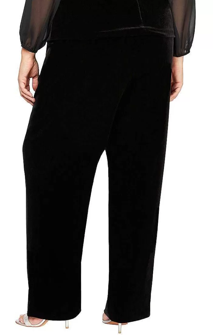 Best Alex Evenings Plus Flat Front Velvet Pant Black