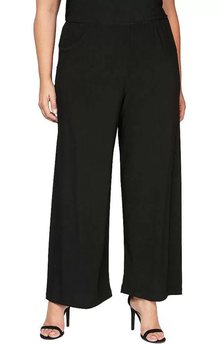 Cheap Alex Evenings Plus Matte Jersey Straight Leg Long Pant Black | Dark Navy