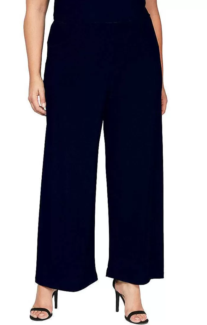 Cheap Alex Evenings Plus Matte Jersey Straight Leg Long Pant Black | Dark Navy