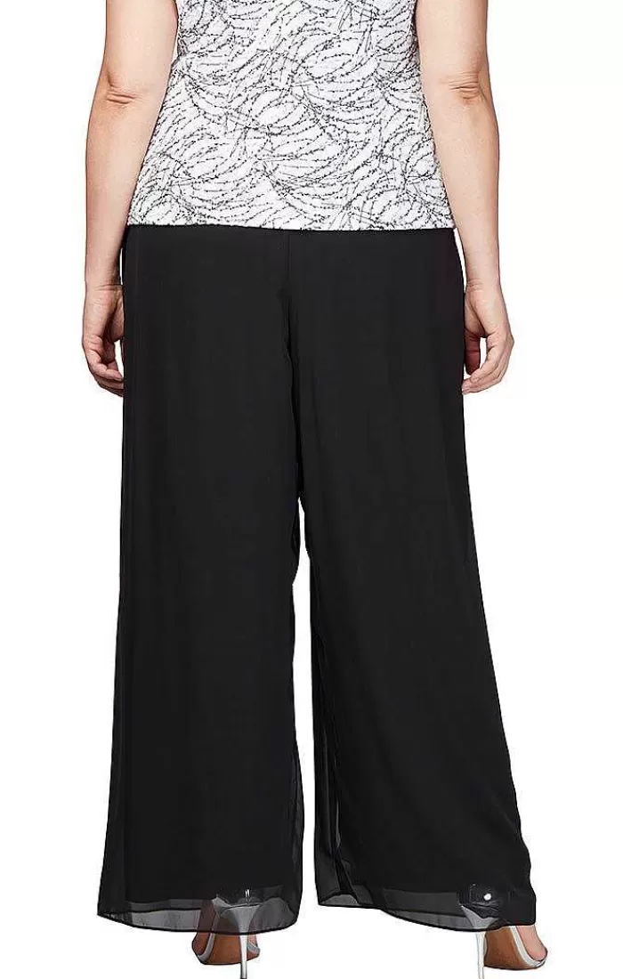 Sale Alex Evenings Plus Silky Chiffon Basic Pant Black