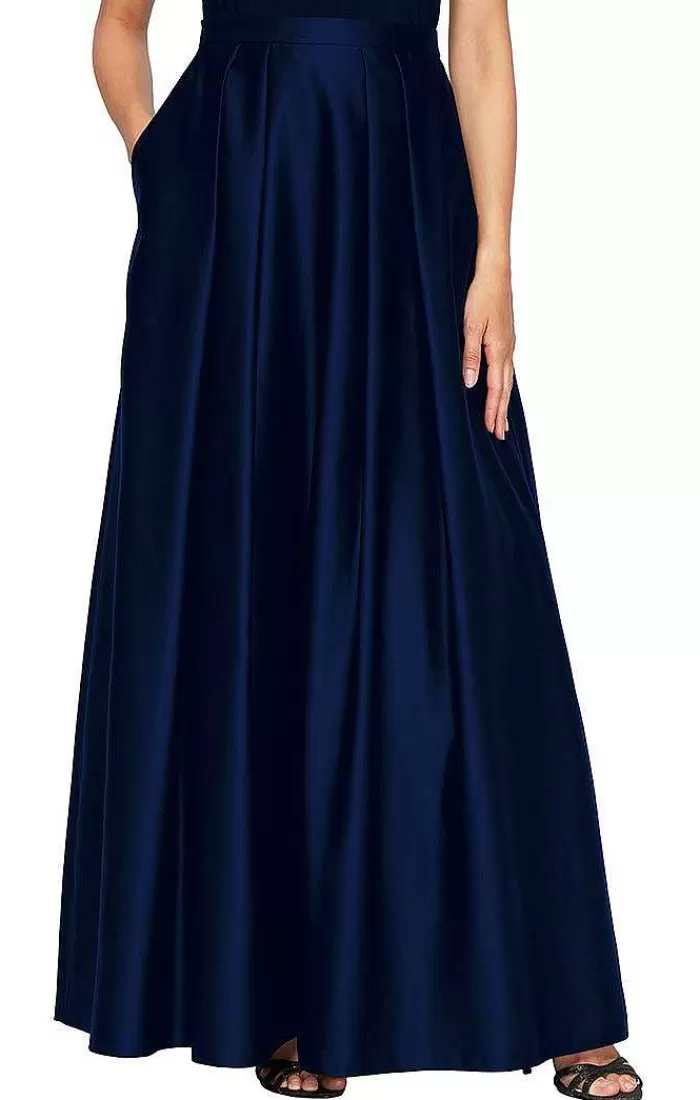 Cheap Alex Evenings Satin Ballgown Skirt With Pockets And Inverted Pleat Detail Dark Navy | Black