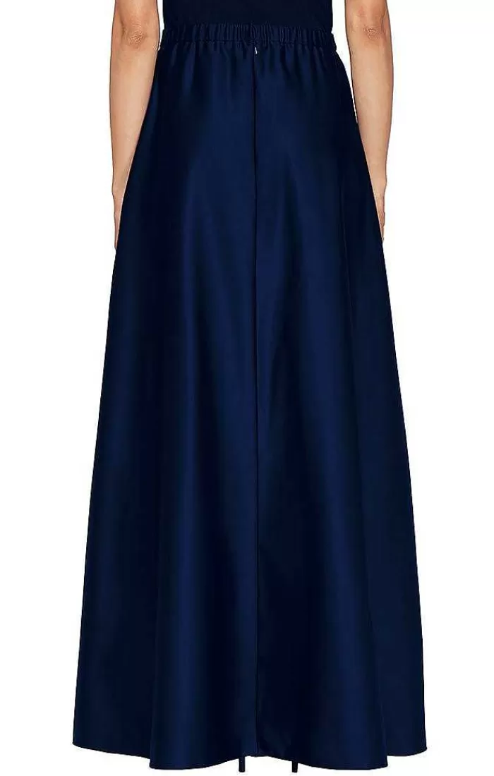 New Alex Evenings Satin Ballgown Skirt With Pockets And Inverted Pleat Detail Dark Navy | Black