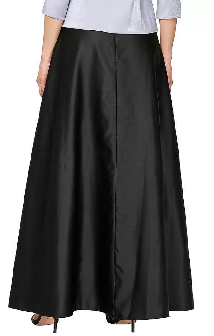 New Alex Evenings Satin Ballgown Skirt With Pockets And Inverted Pleat Detail Dark Navy | Black