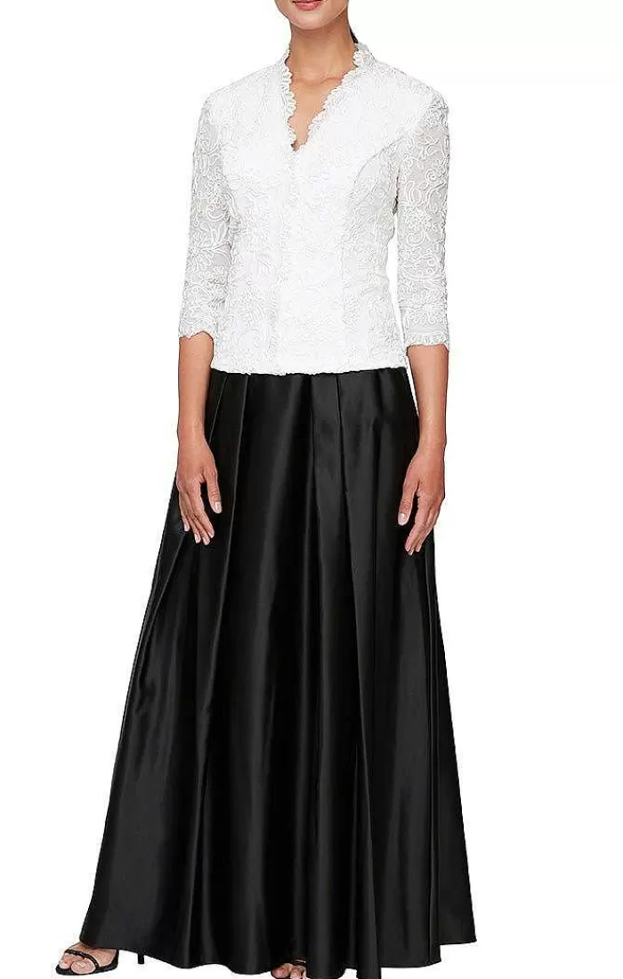 Shop Alex Evenings Satin Ballgown Skirt With Pockets And Inverted Pleat Detail Dark Navy | Black