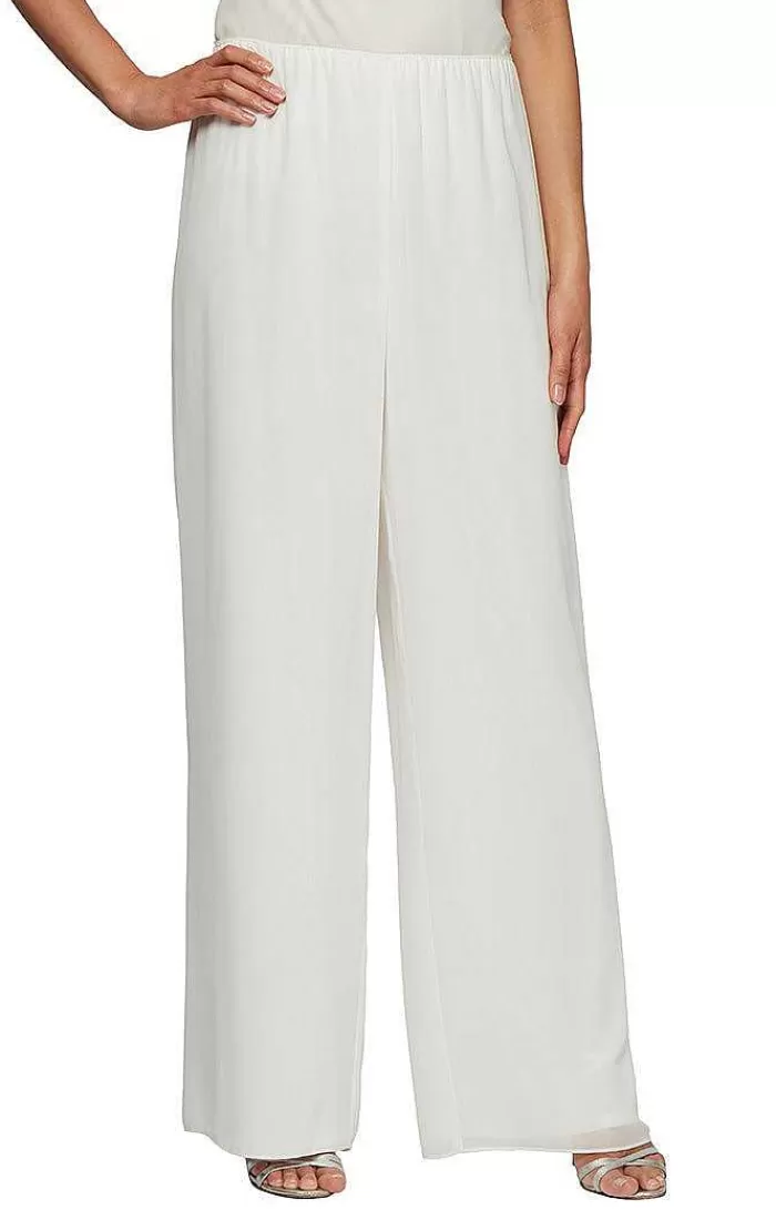 Online Alex Evenings Silky Chiffon Pant Ivory