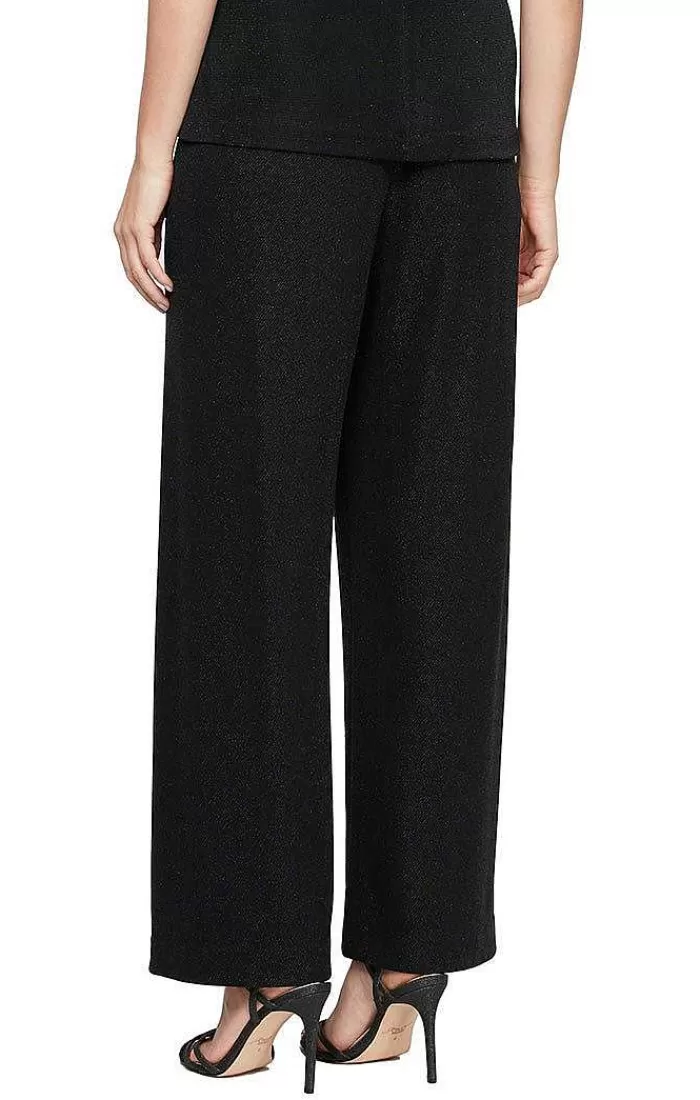 Fashion Alex Evenings Straight Leg Metallic Knit Pant Black