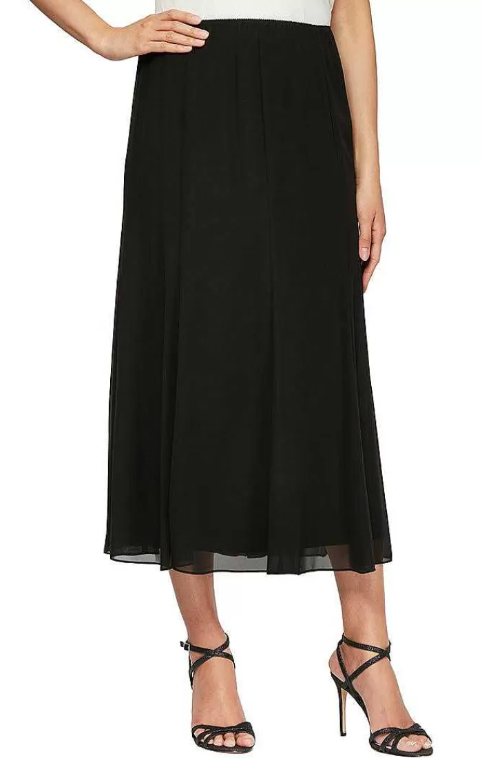 Sale Alex Evenings Tea-Length Panel Chiffon Skirt Black