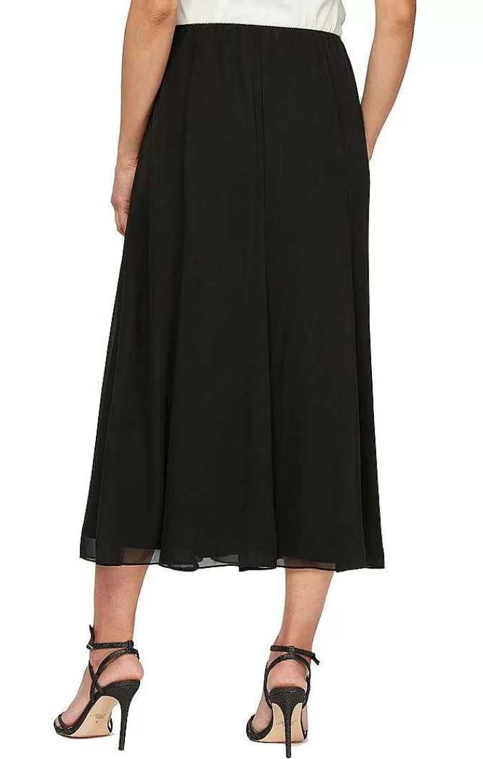 Sale Alex Evenings Tea-Length Panel Chiffon Skirt Black