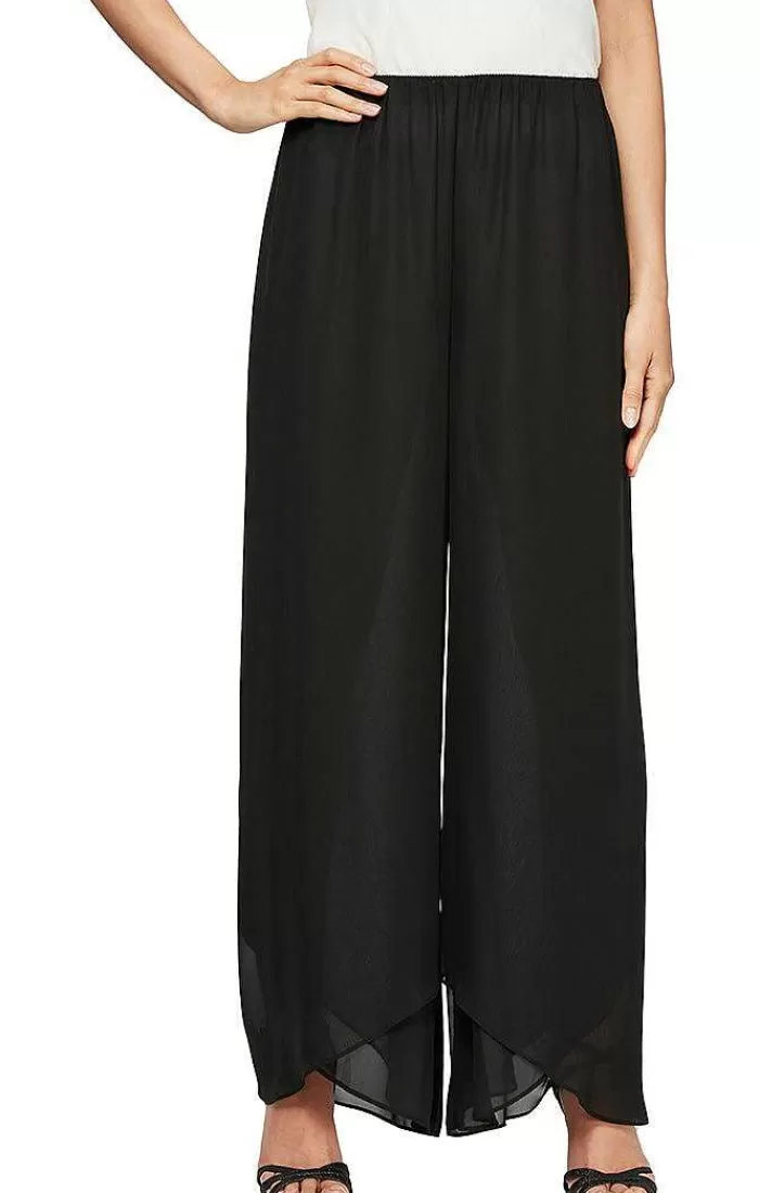 Cheap Alex Evenings Wide Leg Chiffon Pant With Tulip Hem Black