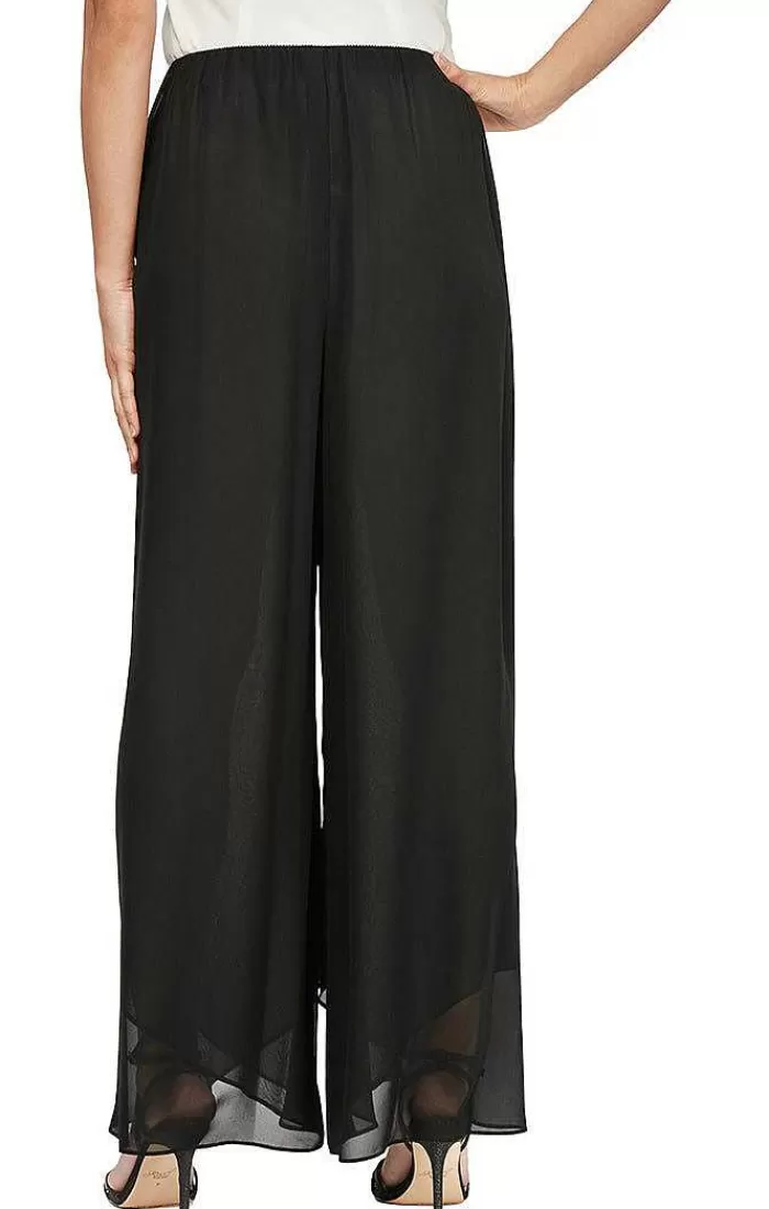 Cheap Alex Evenings Wide Leg Chiffon Pant With Tulip Hem Black